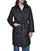 DKNY Diamond Quilted Point Collar Removable Hood Snap Front Trench Coat - Image 1