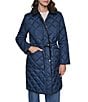 DKNY Diamond Quilted Point Collar Removable Hood Snap Front Trench Coat - Image 6