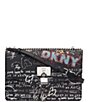 Color:Black Graffiti - Image 1 - Elissa Graffiti Charm and Lock Shoulder Bag