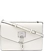 Color:White/Silver - Image 1 - Elissa Large Pebbled Leather Charm and Lock Shoulder Bag