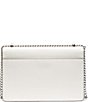 Color:White/Silver - Image 2 - Elissa Large Pebbled Leather Charm and Lock Shoulder Bag