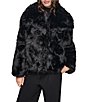 DKNY Faux Fur Wing Collar Oversize Fit Short Moto Jacket - Image 1
