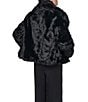 DKNY Faux Fur Wing Collar Oversize Fit Short Moto Jacket - Image 2