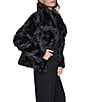 DKNY Faux Fur Wing Collar Oversize Fit Short Moto Jacket - Image 3