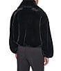 DKNY Faux Shearling Stand Collar Bubble Hem Zip Front Bomber - Image 2