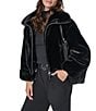 DKNY Faux Shearling Stand Collar Bubble Hem Zip Front Bomber - Image 3