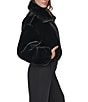 DKNY Faux Shearling Stand Collar Bubble Hem Zip Front Bomber - Image 4