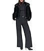 DKNY Faux Shearling Stand Collar Bubble Hem Zip Front Bomber - Image 6