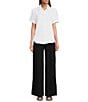 Color:Black - Image 3 - Flat Front Pull-On Wide Leg Pant