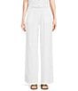 Color:White - Image 1 - Flat Front Pull-On Wide Leg Pant