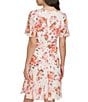 Color:Cream Multi - Image 2 - Flutter Sleeve Floral Print Chiffon A-Line Dress