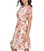 Color:Cream Multi - Image 4 - Flutter Sleeve Floral Print Chiffon A-Line Dress