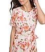 Color:Cream Multi - Image 5 - Flutter Sleeve Floral Print Chiffon A-Line Dress