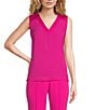 Color:Radiant Pink - Image 1 - Georgette Suede Satin V-Neck Sleeveless Top