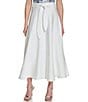 Color:Ivory - Image 1 - High Waist Tie Front Midi A-Line Skirt