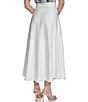 Color:Ivory - Image 2 - High Waist Tie Front Midi A-Line Skirt