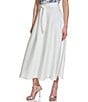 Color:Ivory - Image 4 - High Waist Tie Front Midi A-Line Skirt