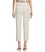 Color:Linen/White - Image 2 - High Waisted Tie Front Cropped Belted Pants