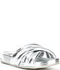 Color:Silver - Image 1 - Indra Metallic Leather Crossband Sandals