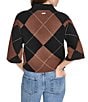 DKNY Jeans by Donna Karan Coordinating Fuzzy Diamond Pattern Point Collar Elbow Sleeve Cardigan - Image 2