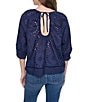 DKNY Jeans by Donna Karan Shirred Crew Neck 3/4 Raglan Sleeve Top - Image 2