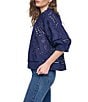 DKNY Jeans by Donna Karan Shirred Crew Neck 3/4 Raglan Sleeve Top - Image 3
