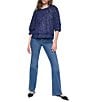 DKNY Jeans by Donna Karan Shirred Crew Neck 3/4 Raglan Sleeve Top - Image 4