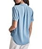 Color:Chambray - Image 2 - Jeans Rolled Short Sleeve Collared Button Front Shirt