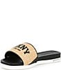 Color:Natural/Black - Image 4 - Joa Raffia Logo Slide Sandals