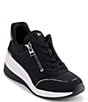 Color:Black/Dark Gunmetal - Image 1 - Kaden Canvas Zip Up Wedge Sneakers