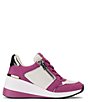 Color:Pebble/Berry - Image 2 - Kaden Canvas Zip Up Wedge Sneakers