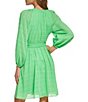 Color:Island Green - Image 2 - Keyhole Neckline Long Balloon Sleeve Fit and Flare Dress