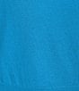 Color:Aegean Blue - Image 4 - Knit Crew Mesh V-Neck Elbow Length Sleeve Top
