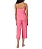 Color:Dark Pink Print - Image 2 - Knit Logo Print Sleeveless V-Neck Cami & Capri Pajama Set