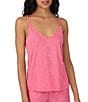 Color:Dark Pink Print - Image 3 - Knit Logo Print Sleeveless V-Neck Cami & Capri Pajama Set
