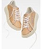 Color:Natural/Rose Gold - Image 5 - Leon Raffia Lace-Up Platform Sneakers