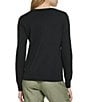 Color:Black/Granit - Image 2 - Leopard Print Sequin Knit Crew Neck Long Sleeve Sweater