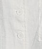 Color:White - Image 4 - Linen Notch Collar Short Sleeve Chest Pocket Button-Front Draped Hem Blouse