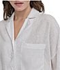 DKNY by Donna Karan Linen Notch Collar Short Sleeve Chest Pocket Button-Front Draped Hem Blouse - Image 5