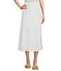 Color:White - Image 1 - Linen Pull-On A-Line Midi Skirt