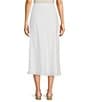 Color:White - Image 2 - Linen Pull-On A-Line Midi Skirt