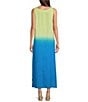 Color:Limonata Multi - Image 2 - Linen Tie Dye V-Neck Sleeveless Side Slit Maxi Dress
