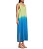 Color:Limonata Multi - Image 3 - Linen Tie Dye V-Neck Sleeveless Side Slit Maxi Dress