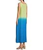 Color:Limonata Multi - Image 4 - Linen Tie Dye V-Neck Sleeveless Side Slit Maxi Dress