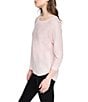 DKNY Sport by Donna Karan Mini Slub Waffle Knit Crew Neck 3/4 Ruched Sleeve Tee - Image 3
