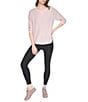 DKNY Sport by Donna Karan Mini Slub Waffle Knit Crew Neck 3/4 Ruched Sleeve Tee - Image 4