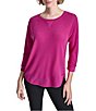 DKNY Sport by Donna Karan Mini Slub Waffle Knit Crew Neck 3/4 Ruched Sleeve Tee - Image 6