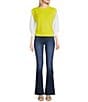 Color:Limonata/Lime - Image 3 - Mixed Media 3/4 Sleeve Crew Neck Knit Top