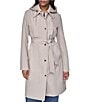 DKNY Mix Media Notch Collar Belted Snap Front Trench Coat - Image 4