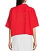 Color:Flame - Image 2 - Notch Collar Short Sleeve Embellished Chest Pocket Button Front Shirt